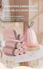 Pink Drawstring Trash Bags, Thickened Leakproof Tear Resistant Easy Tie Odor Resistant for Kitchen Bathroom Office Daily Home Use Households Busy Families Small Trash Can Liners Household Cleaning Garbage Bags