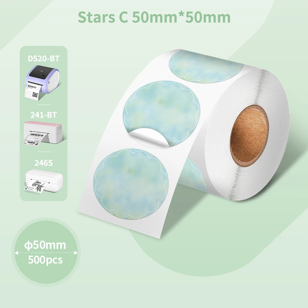 Phomemo PM-241BT Shipping Label Printer Label Sticker Round Label Square Label Rainbow Color DIY Logo Design Small Business