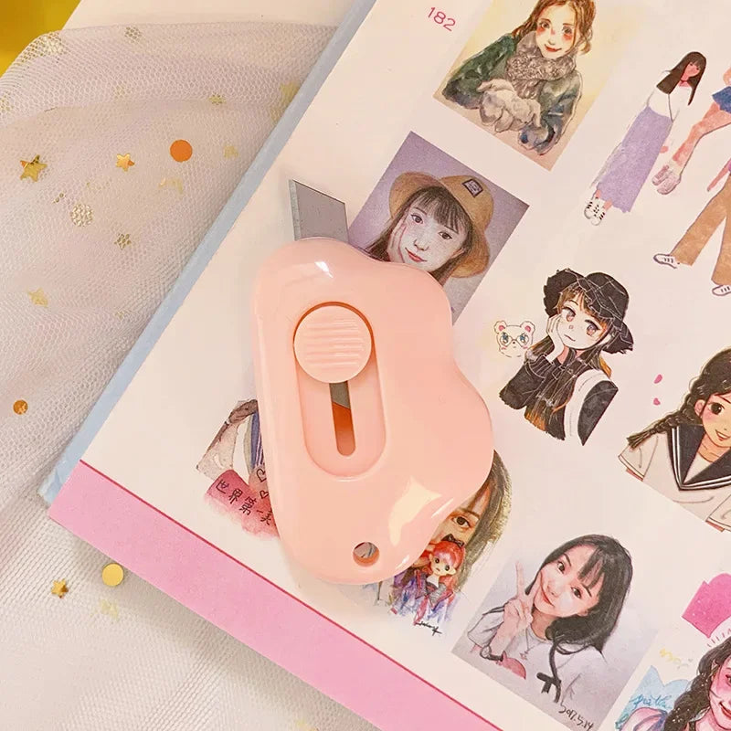 Mini Box Cutter Cartoon Cute Girly Pink Cat Paw Clouds Cutter Letter Envelope Opener Mail Knife Supplies Scrapbooking Tools