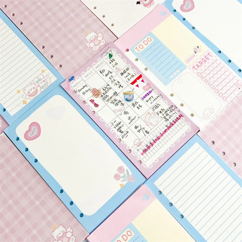 A6 Cute Loose-leaf Colorful Refill Inner Page Line Blank Grid Inner Page Inside Paper Stationery