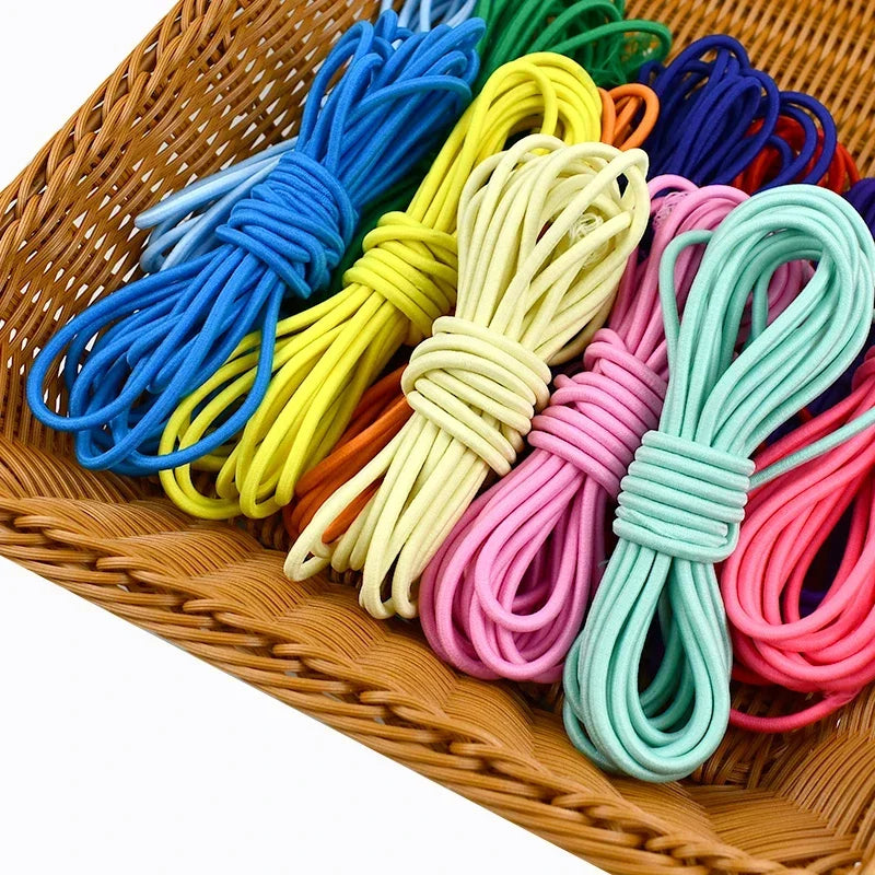 5/10/20/50M 4mm Multicolor Elastic Band Round Hair Bungee Rope Hat Drawstring Rubber Bands Clothes Spring String Cord Sewing Bia