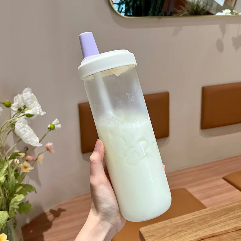 500/800ML Large-capacity Straw Cup, Food-grade Transparent PP Material,Portable Ins Style Water Cup, Juice Milk Tea Cup