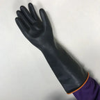 Acid and alkali resistant black lengthened anti-corrosion waterproof industrial latex thickened rubber gloves