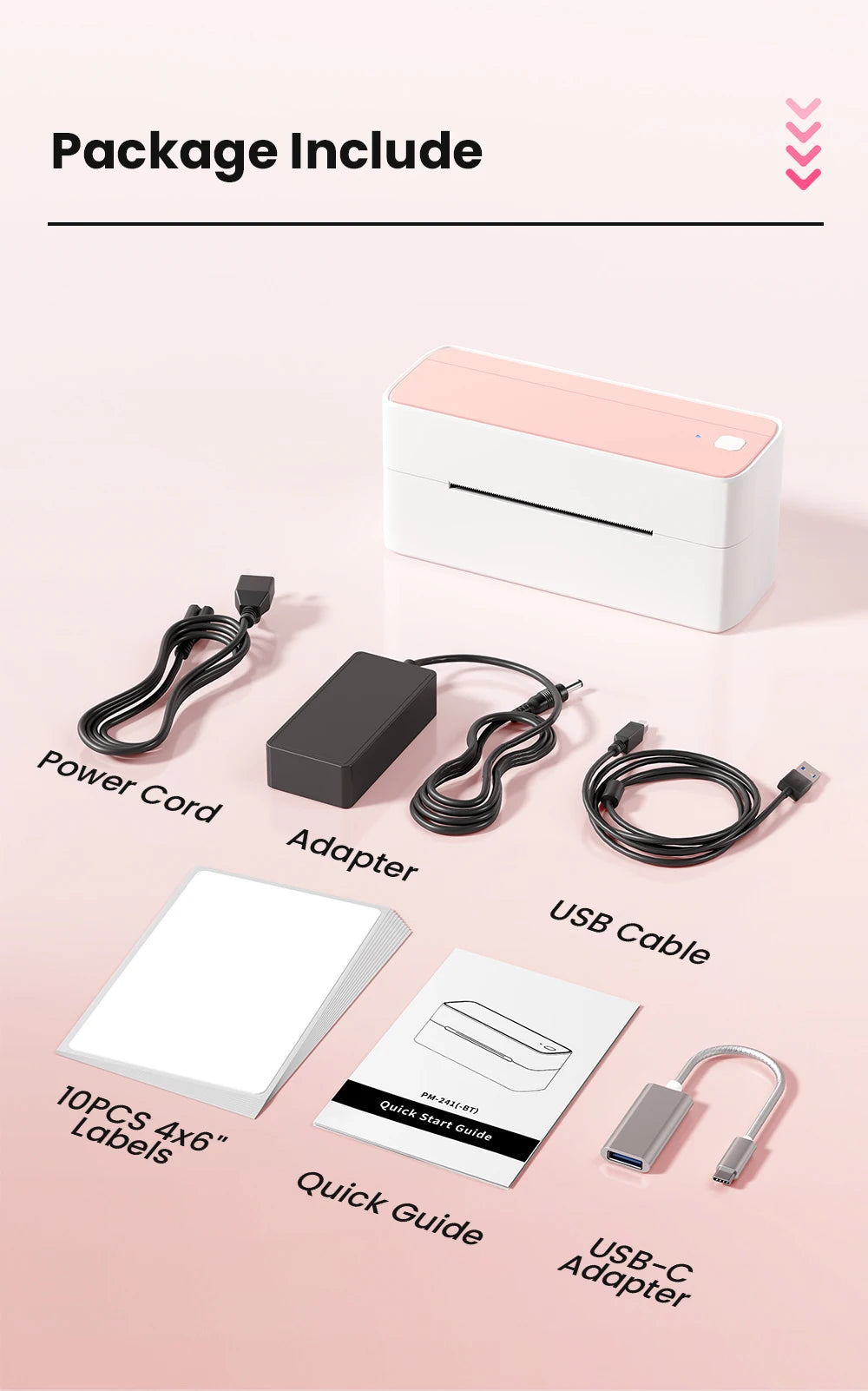 Phomemo 241 Bluetooth Thermal Label Printer Wireless Small Shipping Label Printer 4X6 Compatible with iPhone Android Mac Window