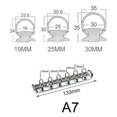 30mm A5A6A7 Notebook 6-Hole Binder Clips Binding Replacement Clip Metal Rings Accessories Loose-leaf Budget Binder Binding Rings