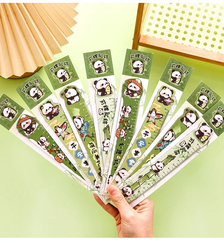 Cute Panda Magnetic Bookmark Ruler Student Creative Flexible Ruler 15cm Cartoon Rabbit Bear Capybara Magnetic Straight Ruler