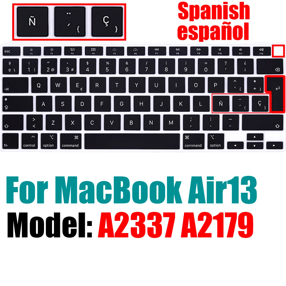 Spanish Keyboard Cover for MacBook Air 13.6 15.3 inch A2681 A2941 A2337 M3 M2 M1 Pro14" 16" A2442 A2779 A2918 A2992 A2485 A2991
