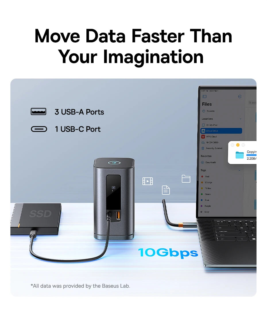 Baseus 11-IN-1 USB C HUB HDMI DP 4K@60Hz MST Triple Display USB 3.2 Splitter with RJ45 3.5mm Mic PD100W Magnetic Docking Station