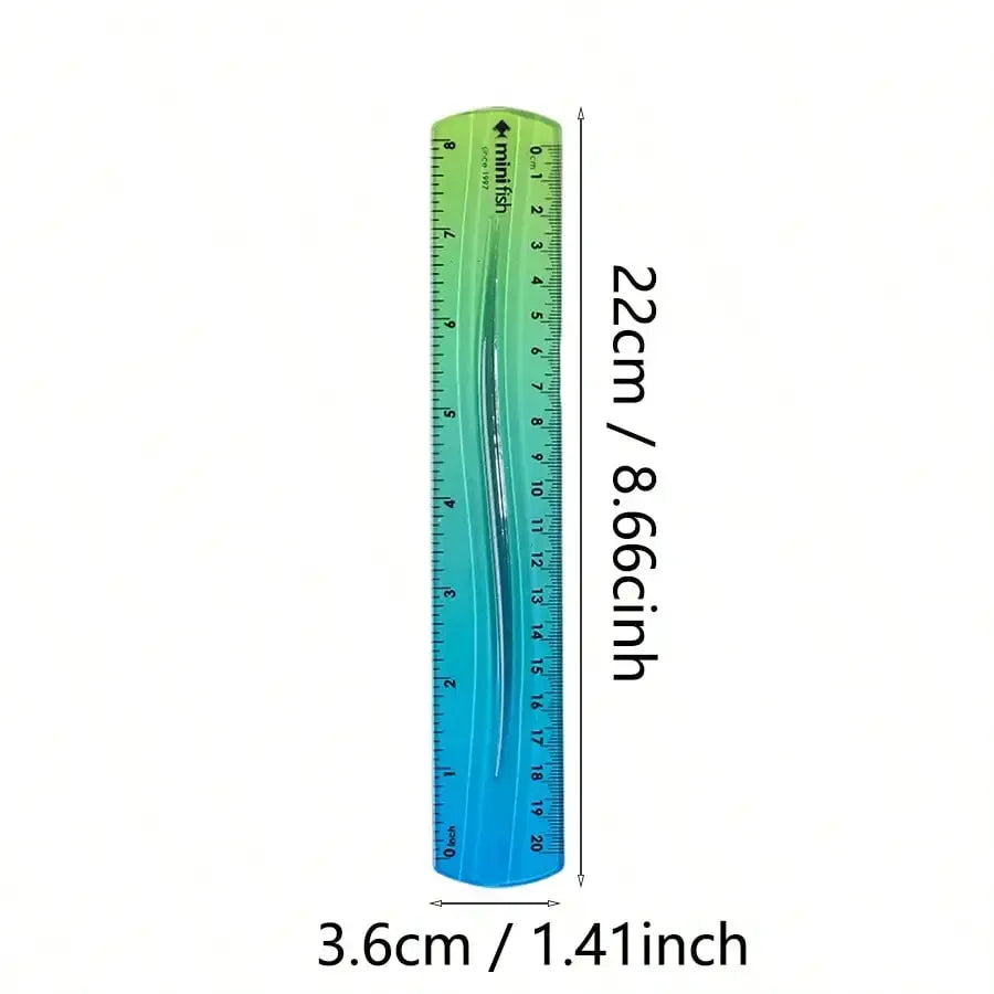 20cm/15cm Flexible Soft Ruler Gradient Rainbow Color Style Dual Unit Measurement in Cm and Inch  for Office Students School Use