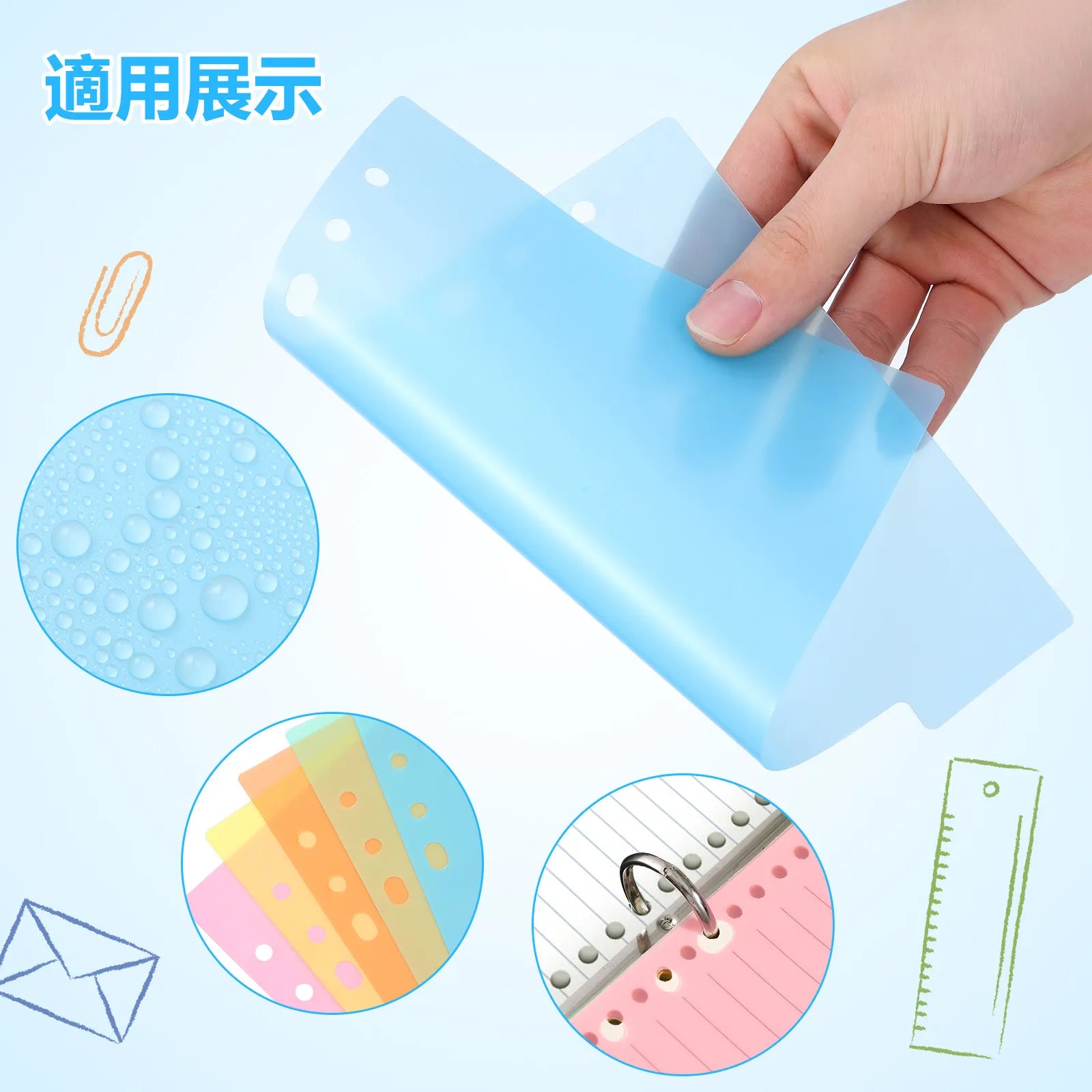 10Pcs Plastic Tab Dividers Translucent Index Binder Dividers for A5 Notebook Planner 6 Holes Labels Index Sheets