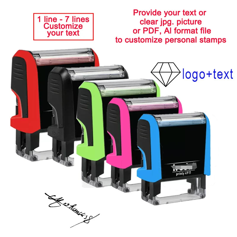 Customizable Self-Inking Rectangular Personalized Name Signature Laser Engraved Rubber Stamp