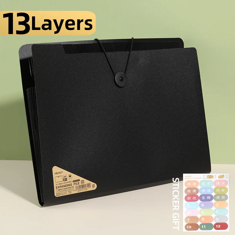 A4 File Folder Storage Bag 5/8/13 Layers Desktop Organizer for Test Papers School Stationery Office Supplies