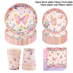 Butterfly Disposable Tableware Set Paper Plate Cup Napkins Pink Butterfly Birthday Party Decoration Baby Shower Wedding Supplies