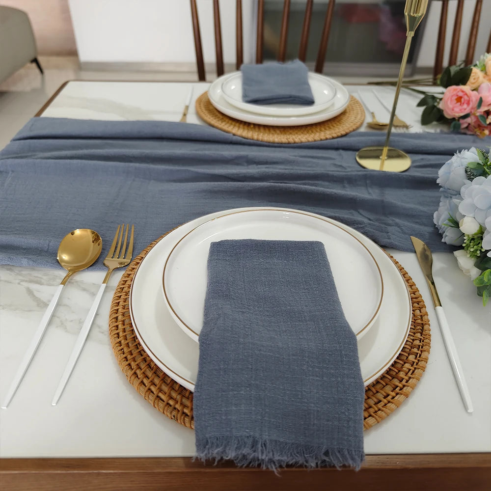 6PCS 43x43cm Dinner Table Rustic Decor Muslin Tea Towels, Birthday Decore Retro Cotton Cheesecloth, Cotton Gauze Wedding Napkins