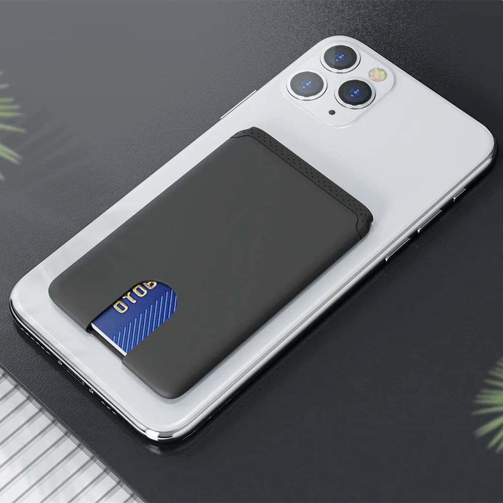 HOMEFISH Phone Holder Sticker Credit Card Holder Adhesive Soft Silicone Mobile Phone Wallet Compatible for Iphone Android