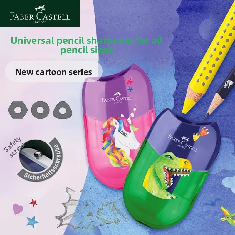 1Pc Faber Castell Double Hole Pencil Sharpener with Eraser Ladybug / Fish / Eagle Cute Stationery Back To School