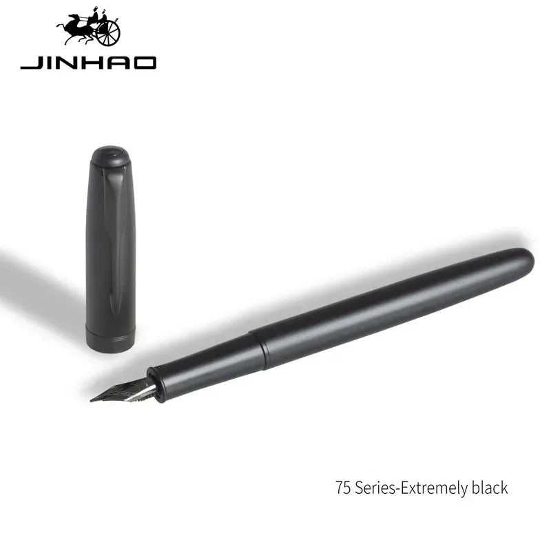 Jinhao 75 Metal Fountain Pen Black/Black Red Luxury Pens 0.5mm Nib Writing Ink Pens Stationery Business Office School Supplies