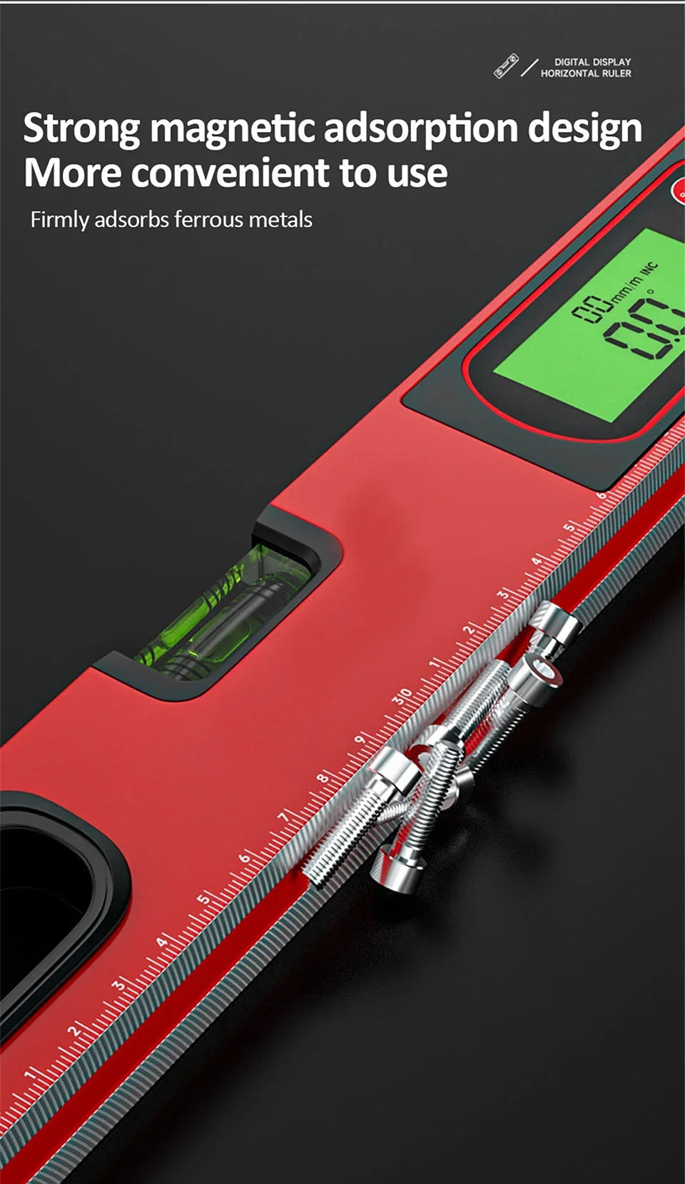30/40/50cm Electronic Digital Display Level Ruler Magnetic Angle Meter Aluminum Alloy Level Protractor Inclinometer 90 Degree