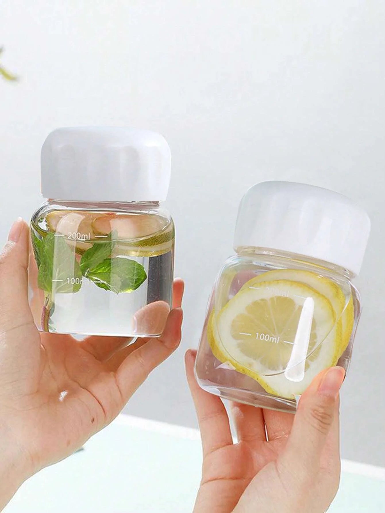 1/2PCS 300ml Small Water Bottle Plastic Portable Leakproof Mug Juice Milk Drinking Cup with Scale for Outdoor Kitchen School