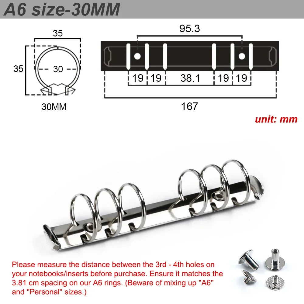 High-quality Metal Ring Binder Clips for Loose Leaf Notebook, Detachable A5 Personal A6 A7 Binder Rings for Planner Accessories