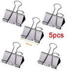 5-30Pcs Binder Clips File Metal Paper Clips Silvery Paper Clip Clamp 15/19/32/40/50mm Stationery Clip Office School Supplies