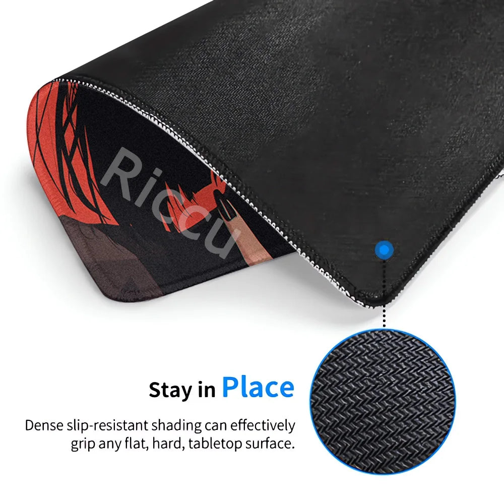 45x40CM Non-slip Mousepad Mask Girl Speed Table Pad E-Sports Keyboard Oni Mice Mat Game Professional Premium Suture Edge Deskmat