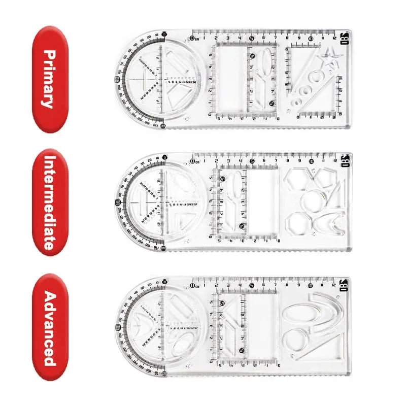 Multi -function Ruler Set Drawing Geometry Protractor Spirograph Ruler Students Mathematics Drafting Tools
