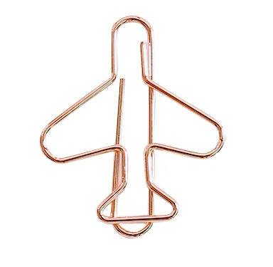 20 Pcs Airplane paper clip Cute Rose Gold aeroplane Clips Bookmarks Photo Memo Ticket Holder Office School Supplies Decoration