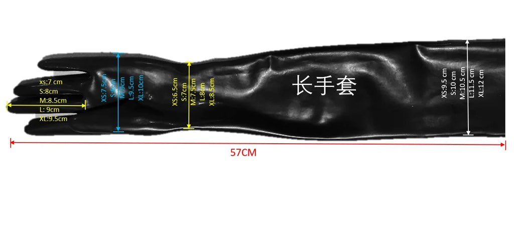 Unisex Latex Rubber Gloves Wrist Seamless Moulded Shoulder Length Latex Gloves Red Long Fetish Gloves for Men Women