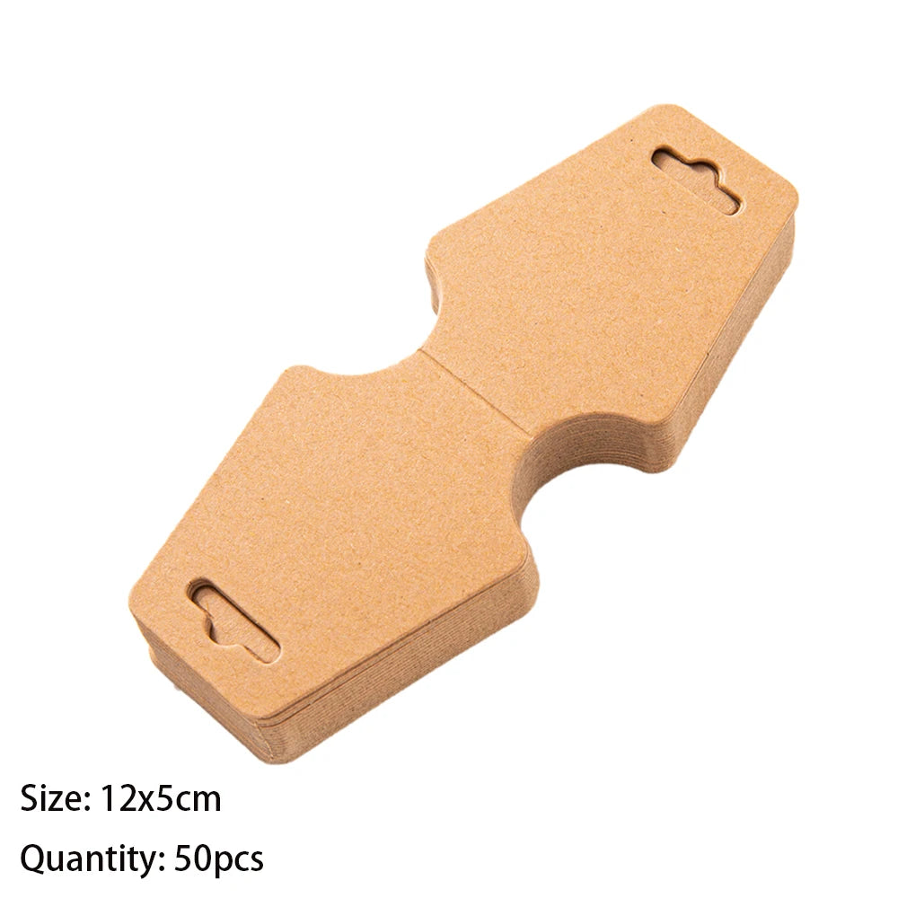 50Pcs Blank Necklace Bracelet Display Foldable Adhesive Price Tag Holder Cards Packaging For Jewelry Small Businesses Supplies
