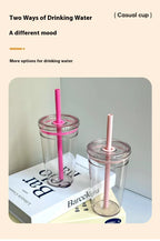 450ML Summer High-value Milk Tea Straw Plastic Cup Transparent Multi-color Thickened Coffee Cup Office Water Cup