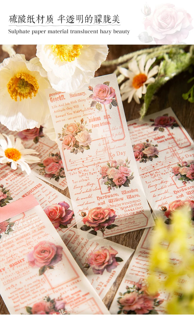 JIAMEI 30pcspack Floral Litmus Paper Materials Paper Decor Junk Journal DIY Scrapbooking Translucent Craft Aesthetics Paper