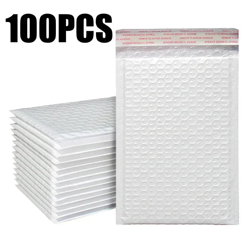 1-500PCS Poly Bubble Mailers Padded Envelopes Self Seal Bubble Lined Waterproof Cushion Shipping Enveloper Mailers White