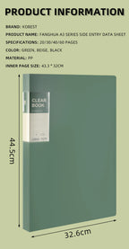A3 Side-Loading Portfolio 8K Album for Children's Certificates, Artwork, Drawing Paper, and Poster Collection Folder