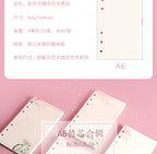 A6 80Sheet Cute Colorful Loose-leaf Replacement Line Grid Blank Point Paper Refill Inner Page Inner Page Inside Stationery