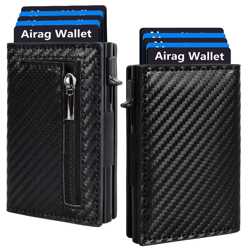 Rfid Blocking Pop Up Minimalist Wallet Magnetic Credit Card Holder Luxury Men Wallet Leather Bank Cardholder Case Vallet for Men