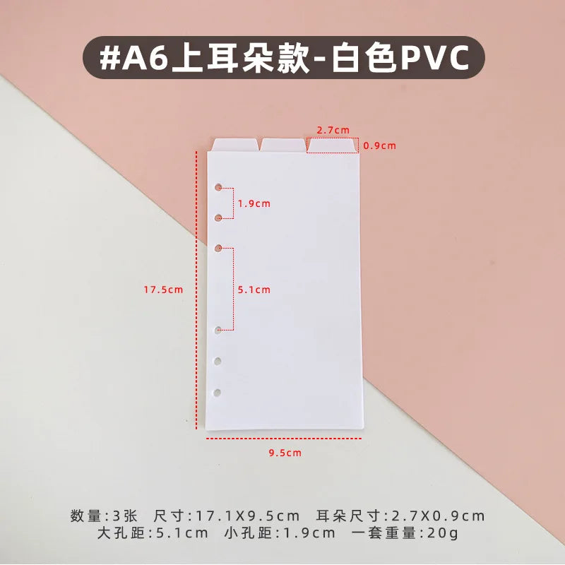 A5/A6 6 Sheets Binder Paper Dividers Page Dividers Notebook Dividers Binder Tabs Dividers Plastic Tabs Dividers Tabs for Binder