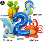 Ocean Animals Theme Disposable Tableware Plates Napkins Cup Paper Straws Whale Turtle Balloon Under The Sea Birthday Party Decor