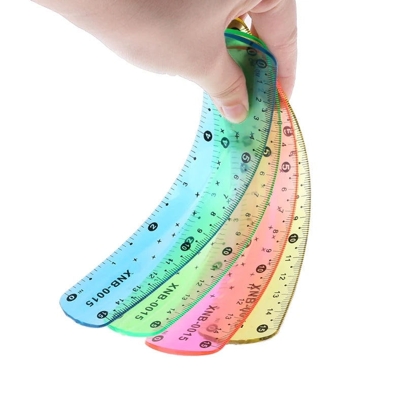 15cm Multicolor Flexible Soft Ruler Transparent Stationery Measuring Drawing Tool Teacher Educational Classroom Props QXNF
