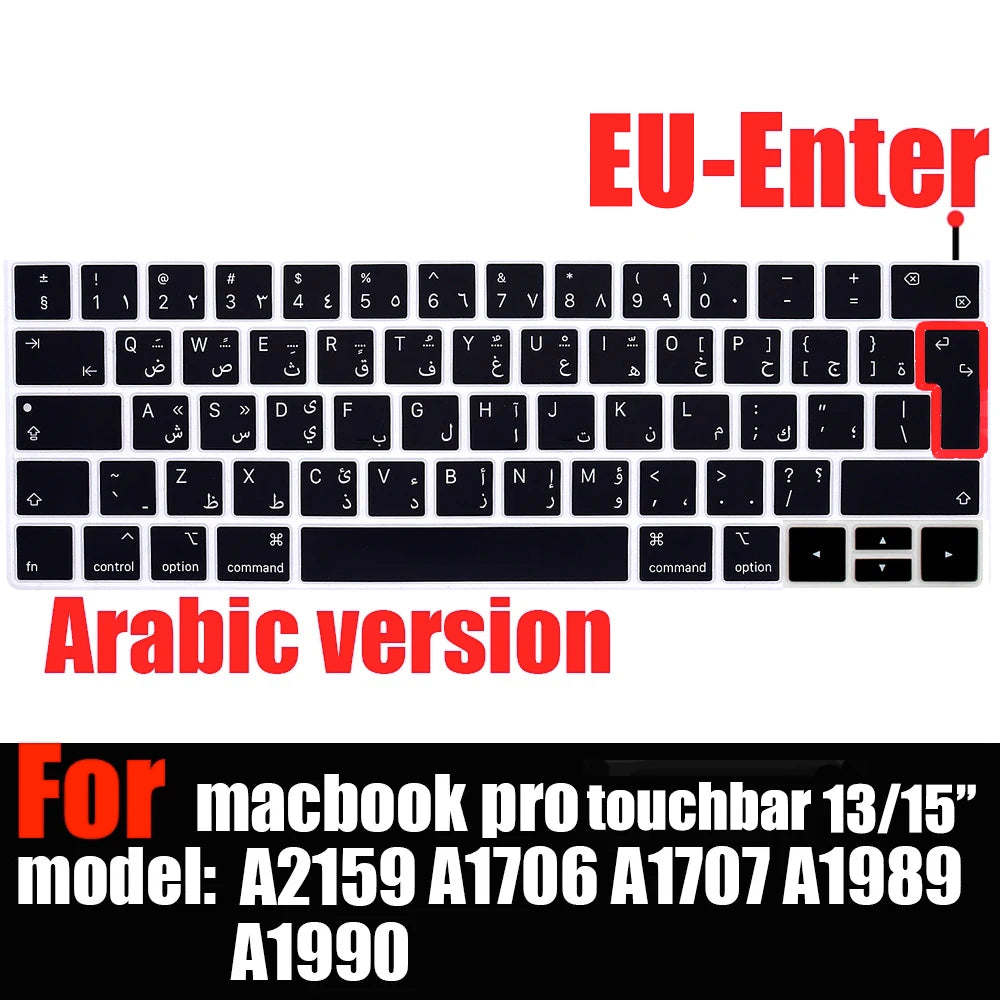 Keyboard Cover Skin for MacBook Pro with Touch Bar 13" and 15" ( Model Number A2159 A1706 A1707 A1989 A1990, 2016-20129 Release)