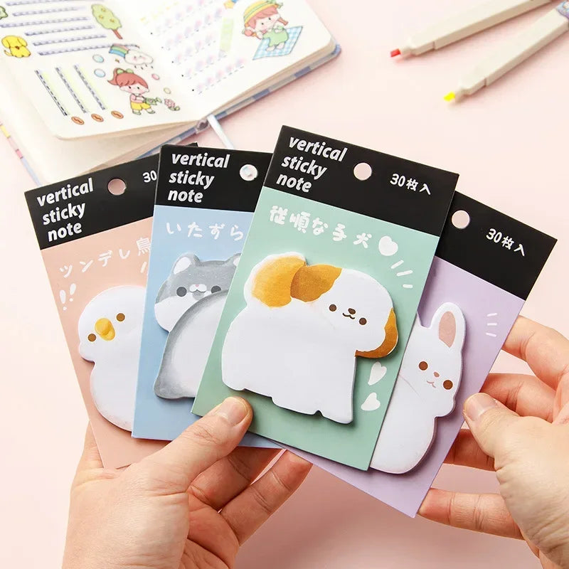 Cute Cartoon Animal Ass Sticky Notes 30Sheets Rabbit Dog Cat Bird Hip Memo Pad Notepads Thick Paper School Office Stationery