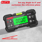 NJTY Digital Protractor Angle Finder Gauge Backlit Flip Screen Magnetic Inclinometer with Absolute REL Mode Measuring Tool