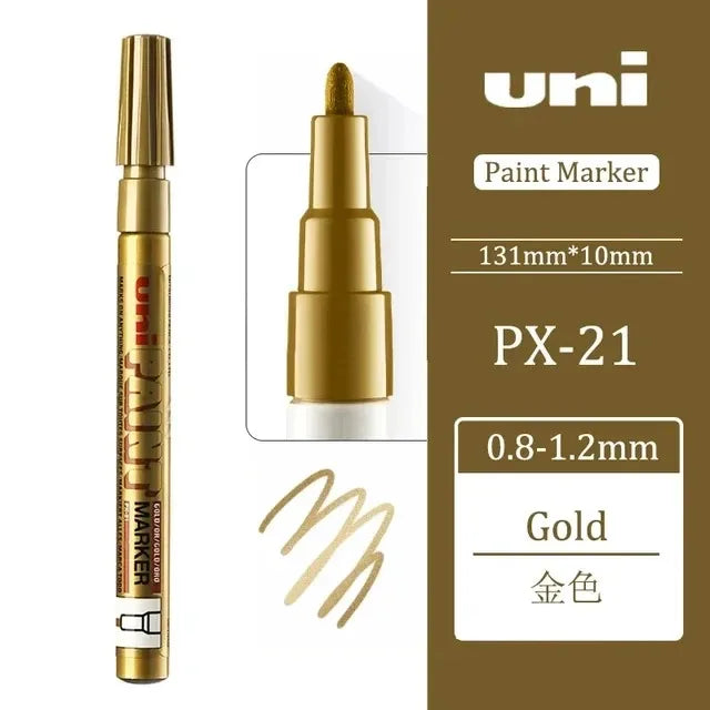 1pcs Japan UNI Paint Marker PX-21 Color Oil-based Permanent 0.8-1.2mm Tire Touch Up Painting Waterproof Graffiti Art Supplies