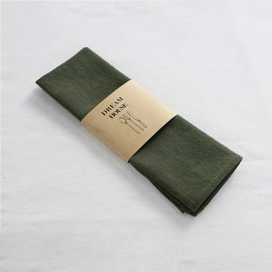 1PC Thicken Cotton Linen Colorful Cloth Napkins,Reusable Fabric Placemat,for Kitchen Dining Hotel Restaurant Serving Table Decor