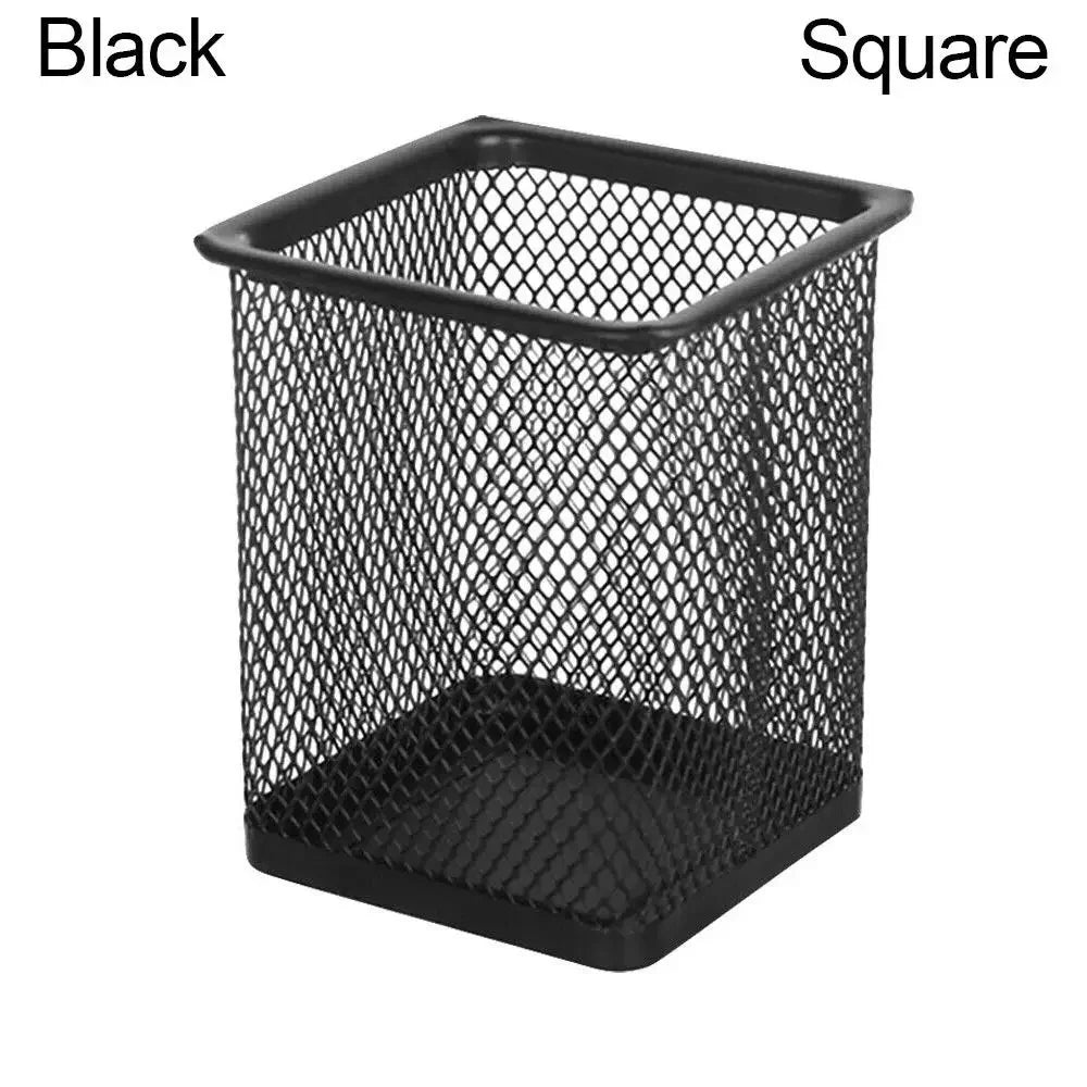 Multifunction Round/Square Mesh Pen Pot Multicolor Pen Holder Desk Tidy Stationery Organiser Pencil Storage Stationery Organiser