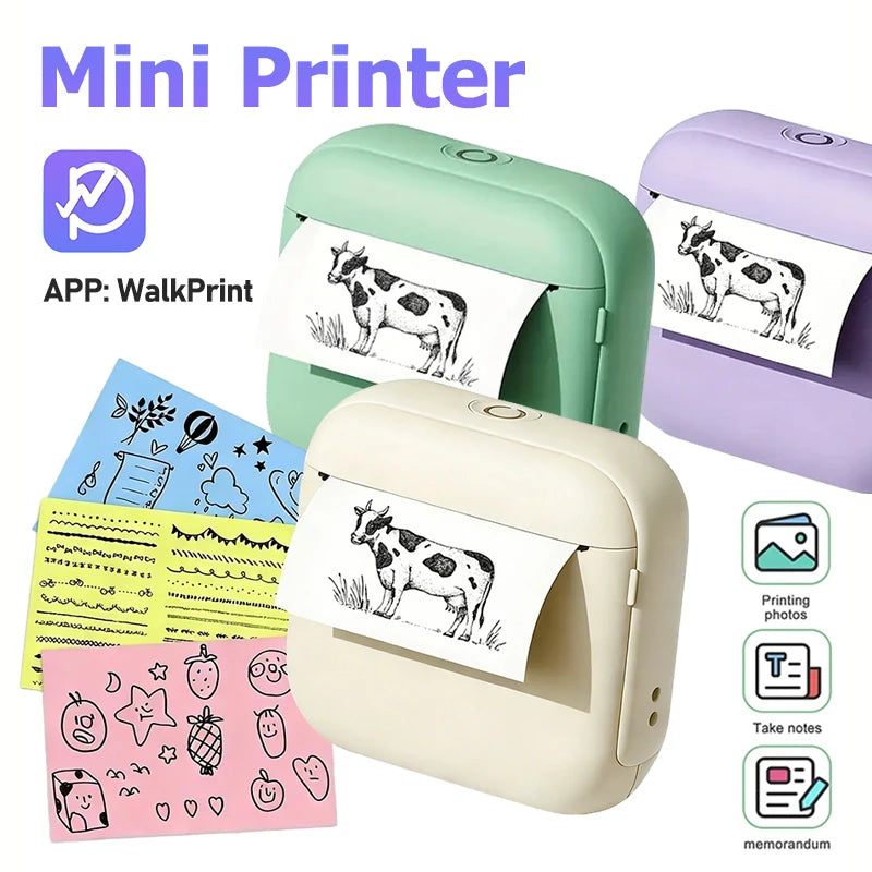 X6 Mini Portable Printer No Ink Bluetooth Thermal Printer For Photo Journal Notes Memo List Tag Sticker Label Printing Maker