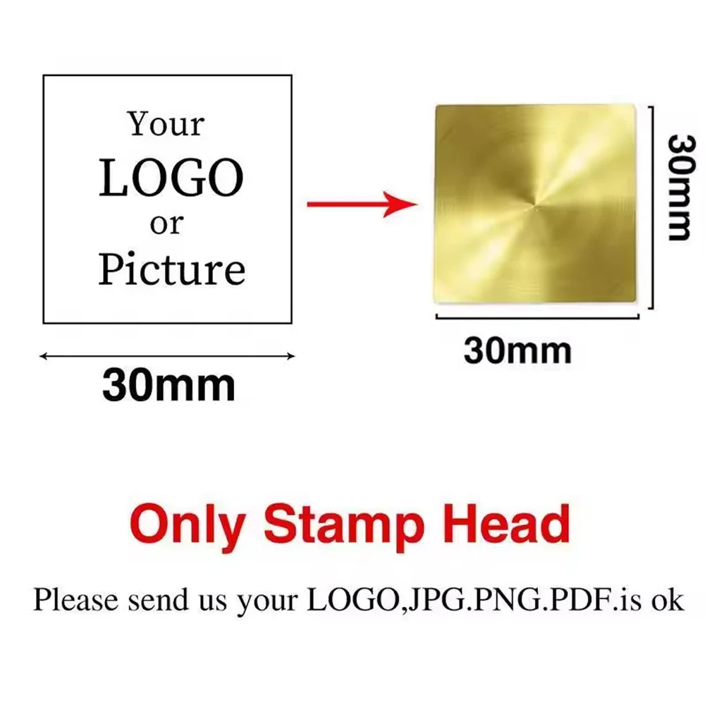 Custom Brass Wax Seal Stamp Personalized LOGO 25/30/40/50mm Round/Square Wax Sealing Head For Wedding Invitation Card Decor Seal