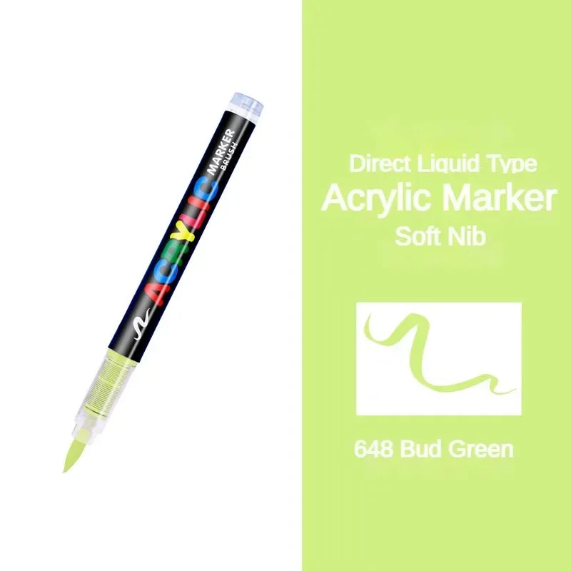 GUANGNA 16 Colors Direct-liquid Acrylic Paint Pens Brush Marker Pen for Rock Painting Stone Ceramic DIY Art Supplies Stationery