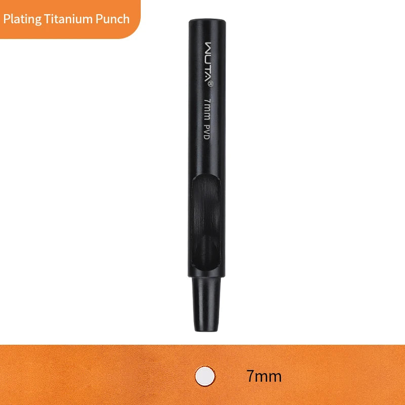 WUTA 1-10pcs Plating Titanium Leather Hole Punching Tools Set Round Hollow Puncher DIY Leather Craft for Watch Band,Belt,Fabric