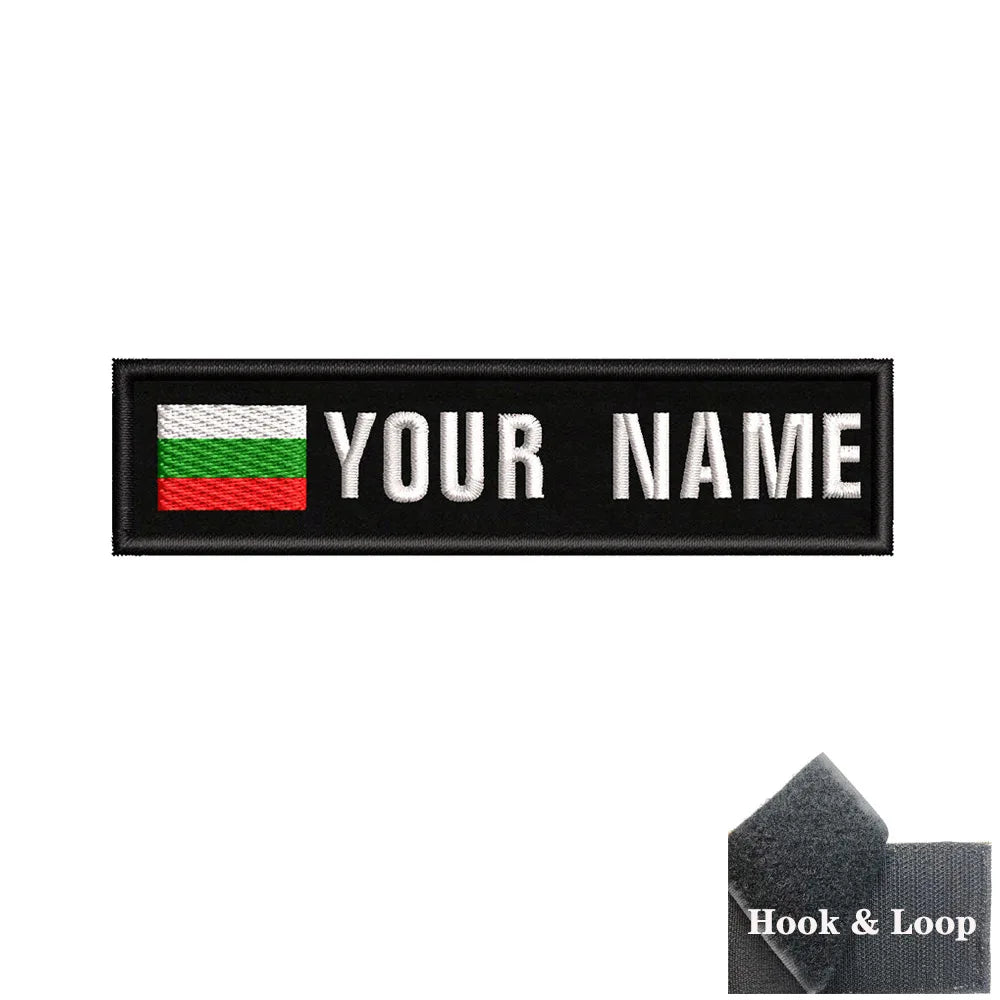 1PC 10cmX2.5cm Custom Name Flag Patch Stripes Badge Iron On Or Hook Loop Estonia Austria Bulgaria Hungary Romanian Ireland
